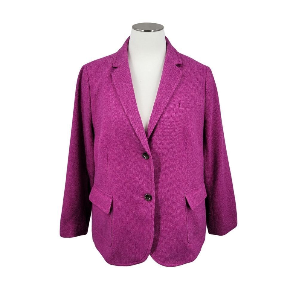 Talbots Wool Blend Classic Shetland Blazer in Pretty Plum Herringbone